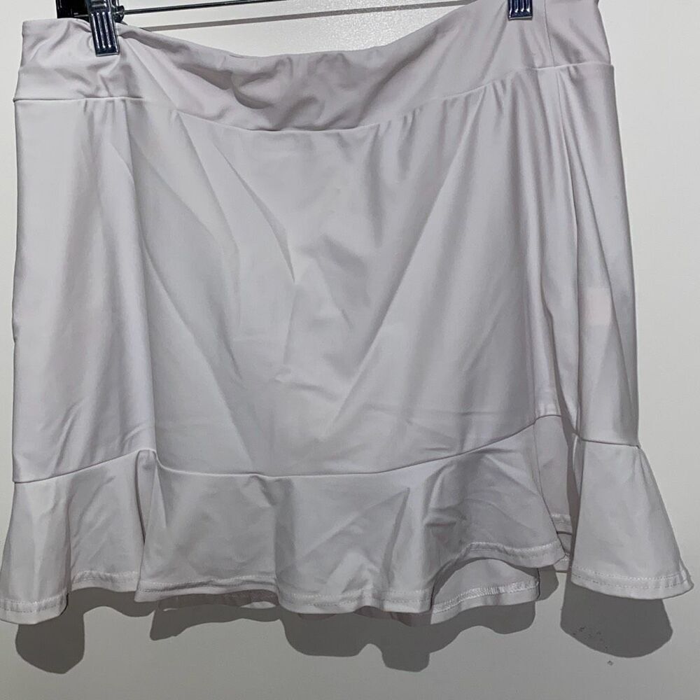 Aryeh Women's‎ White Ruffle Elastic Waistband Mini Skort Skirt Size Large